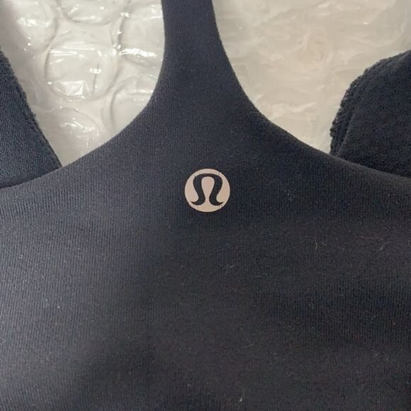 Lululemon Workout Tank Top w/Shelf Bra Racer Back Lycra Black/Grey Sz Small - Picture 5 of 6